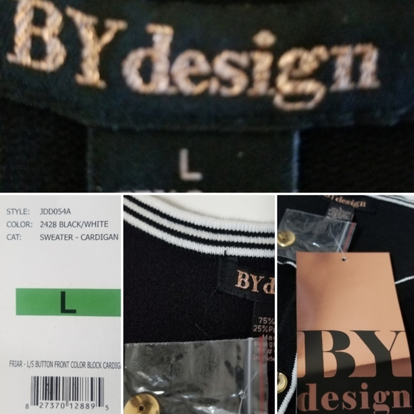 🆕️⬇️1 LEFT! By Design Black & White Button Front Cardigan - Picture 8 of 8